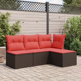 vidaXL Banco de jardim com almofada marrom 55x55x37 cm vime sintético
