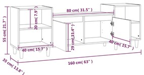 Móvel de TV Malva de 160 cm - Branco Brilhante - Design Moderno