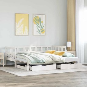 vidaXL Sofá-cama com gavetão e gavetas sem colchão 90x200 cm branco