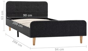 Estrutura de cama 90x200 cm serapilheira cinzento-escuro
