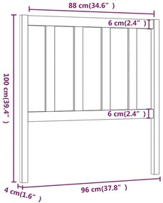 Cabeceira de cama 96x4x100 cm pinho maciço cinzento