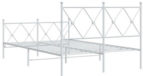 Estrutura de cama com cabeceira e pés 120x200 cm metal branco