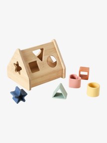 Agora -30%: Triângulo com formas para encaixar, em madeira e silicone bege
