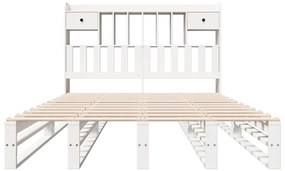 Cama com estante sem colchão 150x200 cm pinho maciço branco