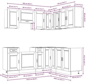 11 peças armário de cozinha conjunto Porto cinzento cimento