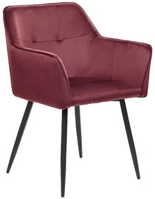 Conjunto de 2 cadeiras de veludo vermelho escuro JASMIN Beliani