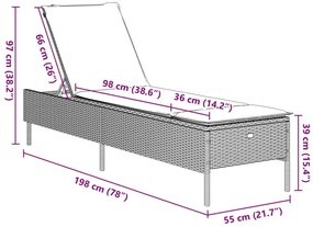Espreguiçadeiras com almofadões 2 pcs vime PE cinzento