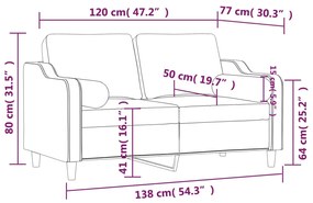 Sofá 2 lug. + almofadas decorativas 120 cm tecido amarelo-claro