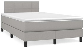 Cama boxspring com colchão 120x190 cm tecido cinzento-claro