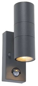 Candeeiro de parede exterior antracite com sensor de movimento 2 luzes IP44 - Duo Moderno