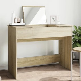 vidaXL Toucador com espelho 100x45x76 cm cor carvalho sonoma