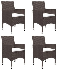 5 pcs conjunto de jantar para jardim castanho