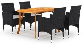 vidaXL 5 pcs conjunto de jantar para jardim preto