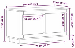 Armário de TV vidaXL Madeira Velha 80x35x45 cm Madeira de Engenharia