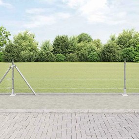 vidaXL Cerca de Fio Soldado com 7 Postes Flangeados 0.4x10 m Aço Galvanizado