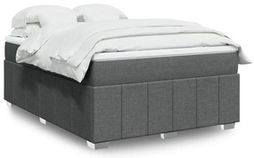 vidaXL Cama com molas/colchão 140x200 cm tecido cinzento-escuro