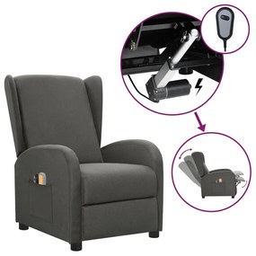 vidaXL Poltrona de massagens elétrica tecido cinza-escuro