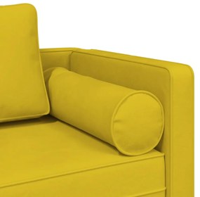 Chaise longue com almofadões veludo amarelo