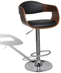 Bancos de bar 2 pcs madeira curvada e couro artificial