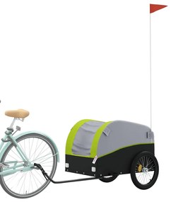 Reboque de carga para bicicleta 45 kg ferro preto e verde