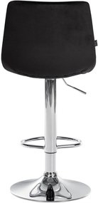 Banco de bar Jerry em veludo com estrutura cromada 87-108,5 x 43 x 46,5 cm Preto