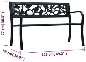 Banco jardim 125 cm aço preto