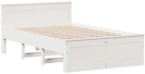 Cama com estante sem colchão 135x190 cm pinho maciço branco