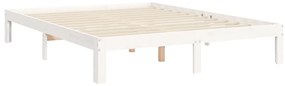 Cama sem colchão 140x200 cm madeira de pinho maciça branco