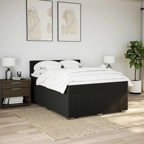 Cama com molas/colchão 140x200 cm tecido preto