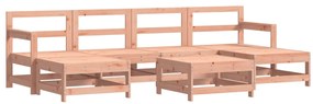 7 pcs conj. lounge jardim com almofadões madeira douglas maciça