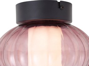 Plafon de Design Preto 18cm com Vidro Roxo Incl. LED Regulável em 3 Passos - Margherite