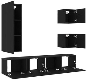 Conjunto de Armário de TV vidaXL 6 Peças Carvalho Preto Madeira Deriva
