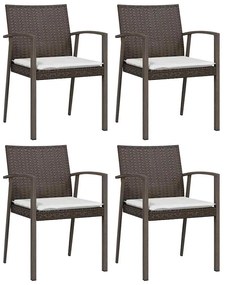 5 pcs conjunto de jantar p/ jardim c/ almofadões vime PE e aço