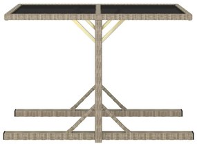 Mesa de jardim 110x53x72 cm vidro e vime PE bege