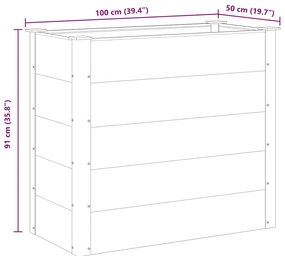 Canteiro elevado para jardim WPC 100x50x91 cm cinzento
