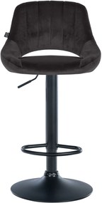 Banco alto Milet em veludo com estrutura preta 85-106 x 47 x 48 cm Preto
