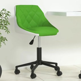 vidaXL Cadeira de escritório giratória couro artificial verde e branco