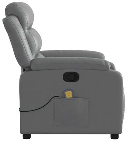 Poltrona de massagens reclinável couro artificial cinzento