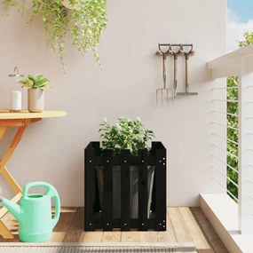 vidaXL Vaso de jardim c/ design cerca 50x50x50 cm pinho maciço preto