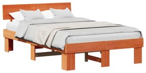 Estrutura da Cama com cabeceira Castanho-mel 120 x 200 cm