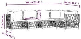 5 pcs conjunto lounge de jardim com almofadões aço antracite