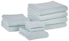 Conjunto de 9 toalhas em algodão verde menta MITIARO Beliani
