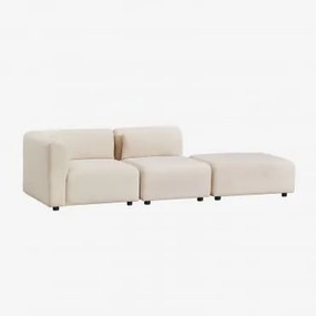 Sofá Modular De Canto Em 2 Peças Com Puff Fogler Bombazina Bege Linho - Sklum