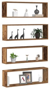 Prateleiras de Parede vidaXL 4 pcs Madeira Velha 80x15x26 cm Madeira R
