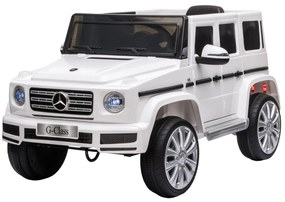 HOMCOM Carro Elétrico BENZ G500 Todo-o-Terreno com Bateria 12V Veículo Elétrico com Música Buzina Velocidade 3-5 km/h Branco