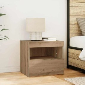Cabeceira de cama vidaXL com luzes LED Carvalho Artesanal 50x40x45 cm