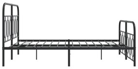 Estrutura de cama com cabeceira e pés 140x190 cm metal preto