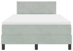 Cama Box com Colchão &amp; Luz LED Cinza Claro 120x200 cm Veludo