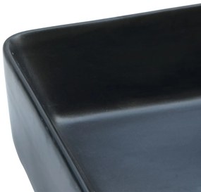 Lavatório de bancada retangular 46x35,5x13 cm cerâmica preto