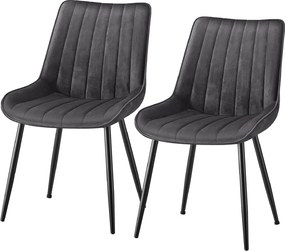 Conjunto 2 cadeiras de sala de jantar ou cozinha, pernas de aço cinzento-preto